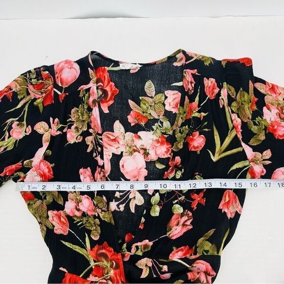 Cotton Candy LA High Low Wrap Dress In Floral Black Women’s Size M - Picture 6 of 8